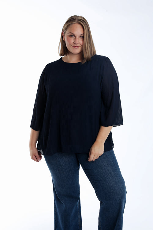 Blouse plissée unie-Paprika-1