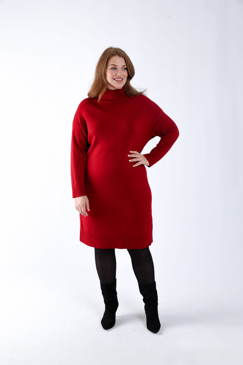 Robe pull unie-Paprika-2