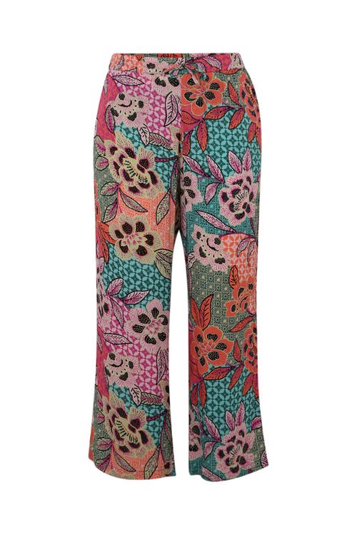 Pantacourt en viscose imprimé floral-Paprika-10