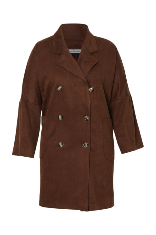 Manteau effet peau de pêche uni-Paprika-8