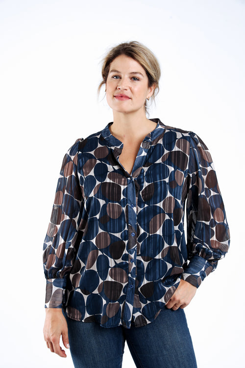 Blouse imprimé ronds avec foil-Paprika-1