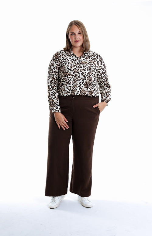 Pantalon large à plis uni-Paprika-1