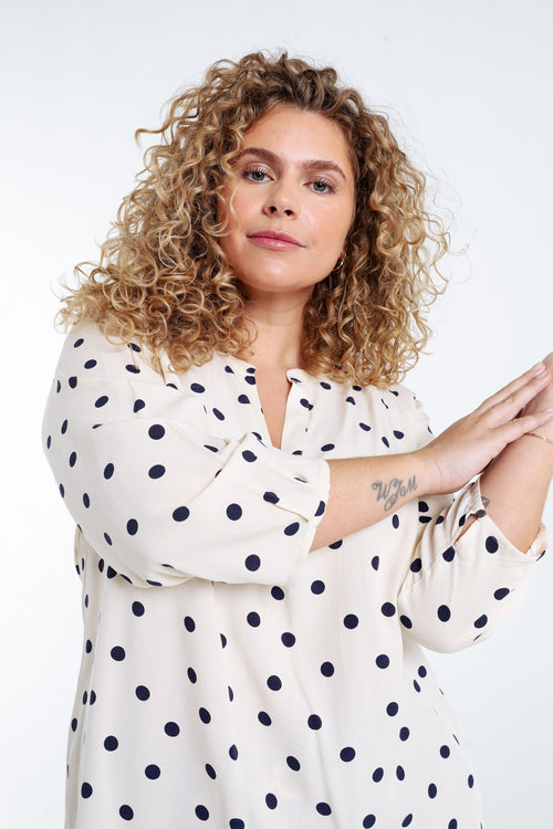 Blouse en viscose imprimé pois-Paprika-4