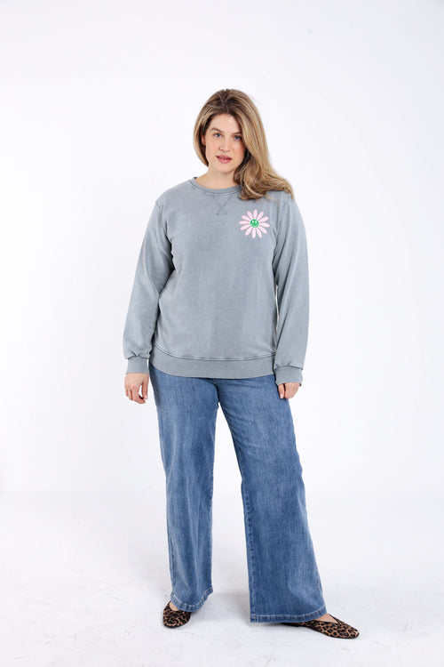 Sweat en coton imprimé fleuri-Paprika-8