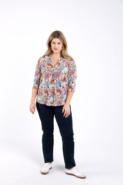 T-shirt imprimé feuillage-Paprika-7