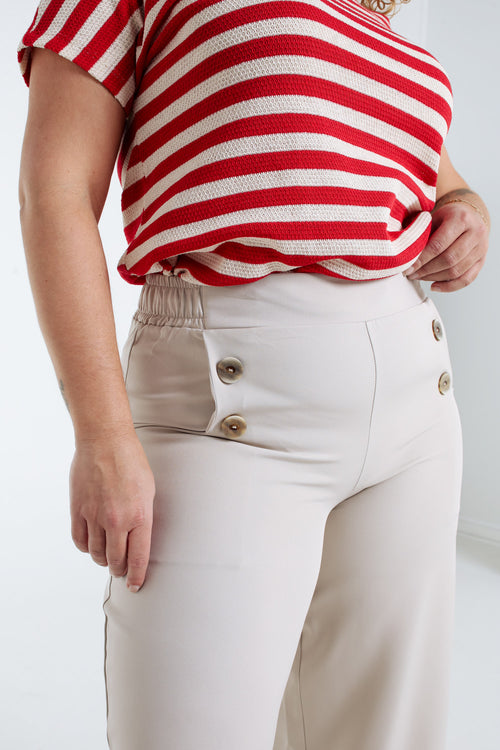 Pantalon 7/8 avec boutons décoratifs-Paprika-5