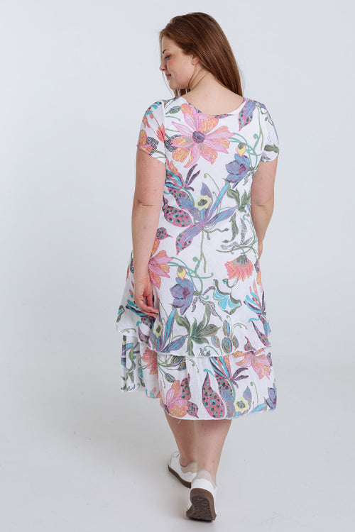 Robe en gaze de coton imprimé floral-Paprika-2