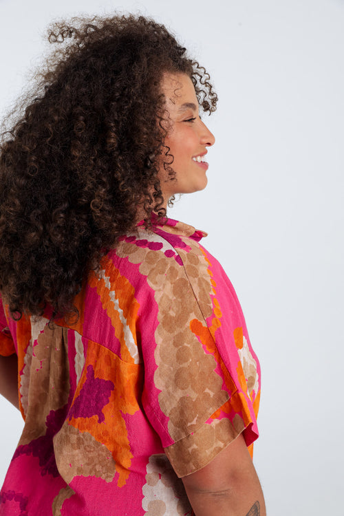 Blouse en coton imprimé floral-Paprika-3