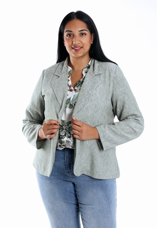 Blazer en viscose et lin uni-Paprika-2