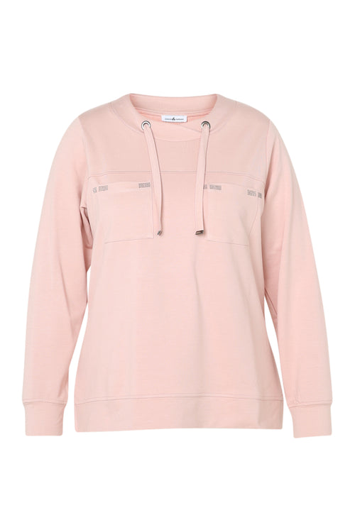 Sweat en molleton uni avec stass-Paprika-10