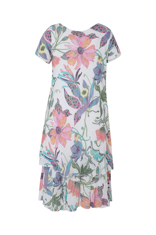 Robe en gaze de coton imprimé floral-Paprika-11