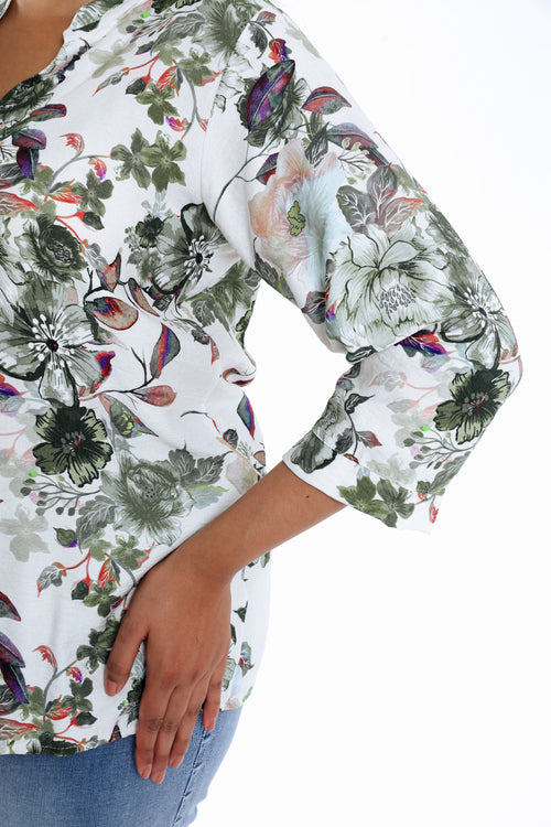 Blouse en viscose imprimé fleuri-Paprika-4