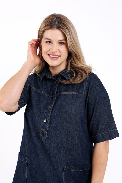 Robe courte en jeans-Paprika-5