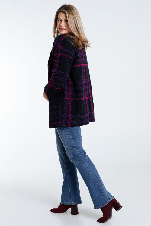 Manteau maille bouclette à carreaux-Paprika-10