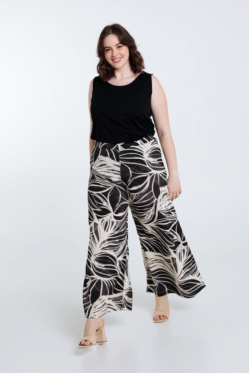 Pantalon feuillage en viscose-Paprika-6