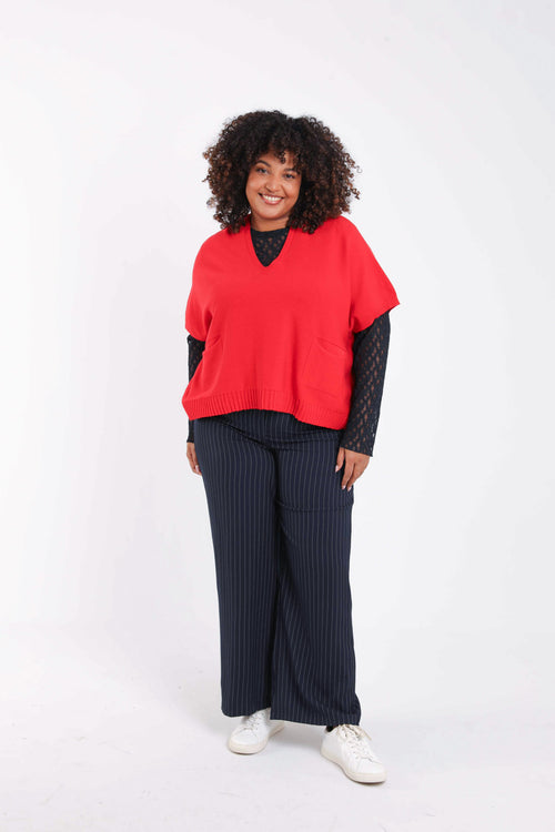 Pull court uni en viscose-Paprika-8