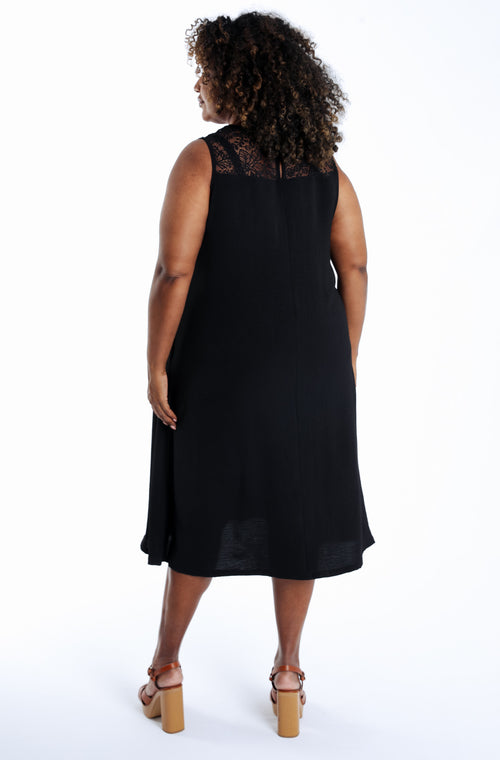 Robe longue unie avec dentelle-Paprika-2