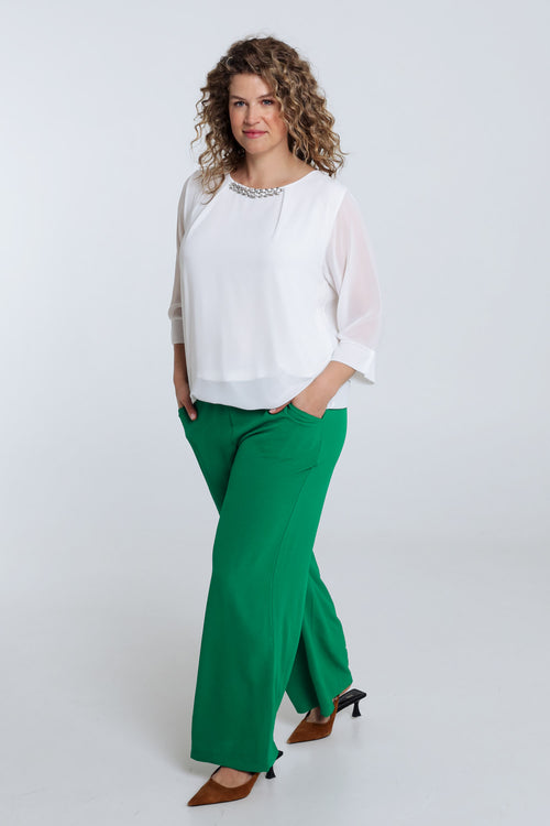 Blouse unie avec bijoux-Paprika-8