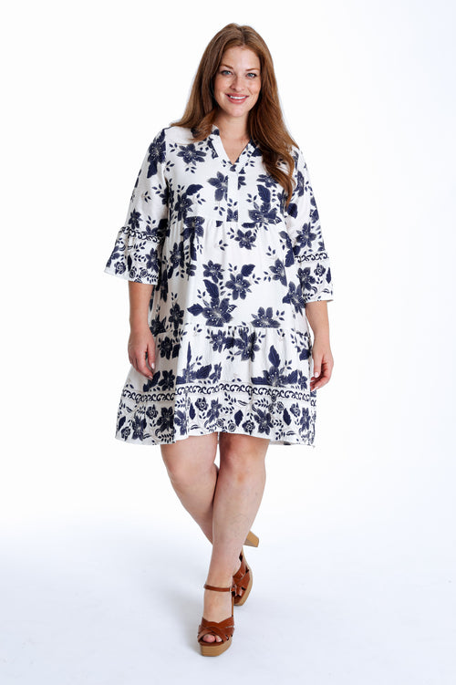 Robe courte en viscose imprimé floral-Paprika-8