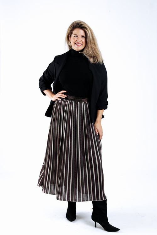 Jupe plissée rayée-Paprika-6