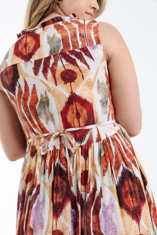 Robe longue en viscose imprimé ethnique-Paprika-3