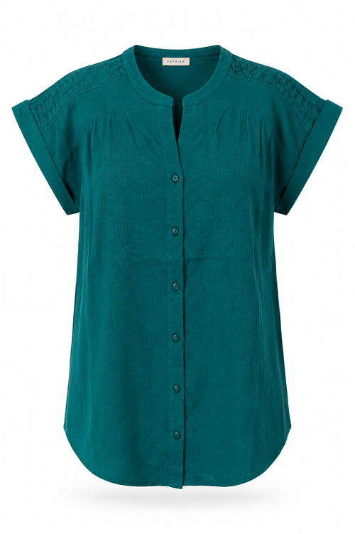 Top en coton uni-Paprika-1