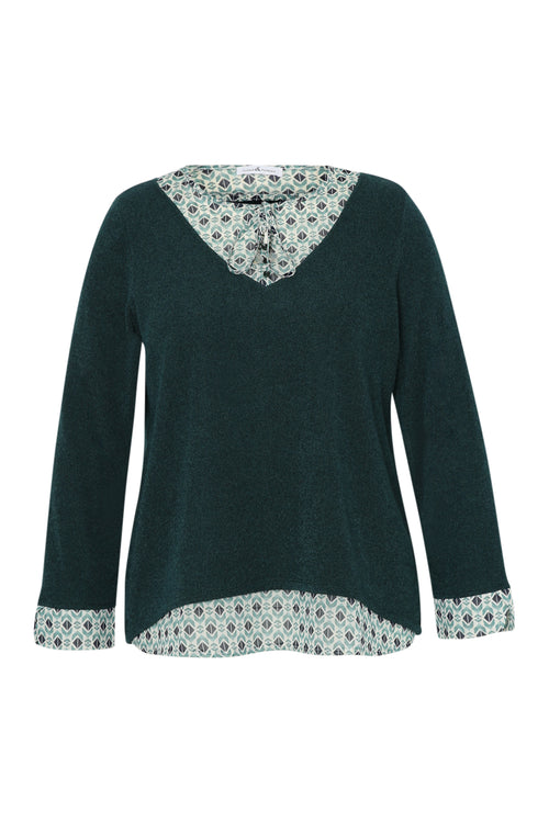 Pull 2 en 1 imprimé géométrique-Paprika-1