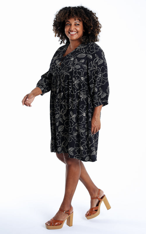 Robe courte en viscose imprimé fleuri-Paprika-8
