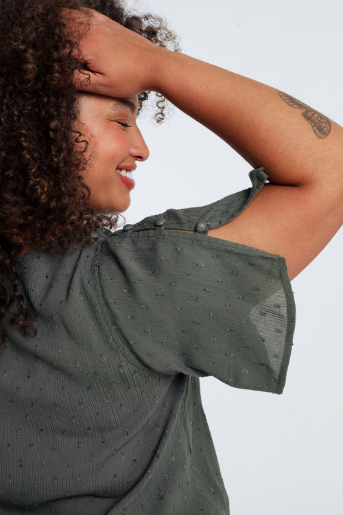 Blouse en viscose unie-Paprika-3