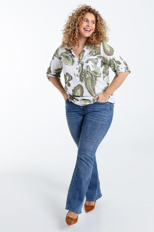 Blouse en gaze de coton imprimé cachemire-Paprika-8