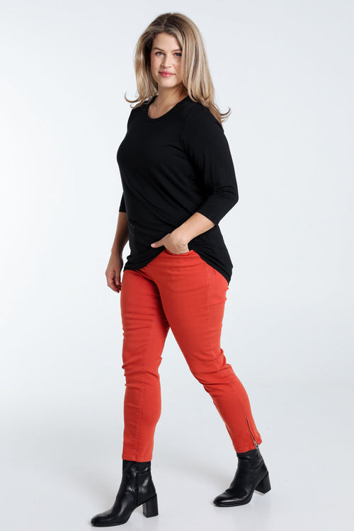 T-shirt basic uni en viscose-Paprika-7