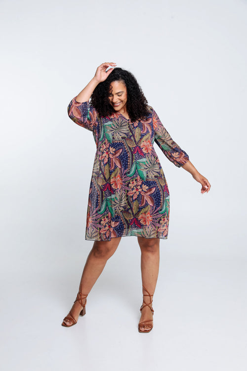 Robe en résille plissée-Paprika-9