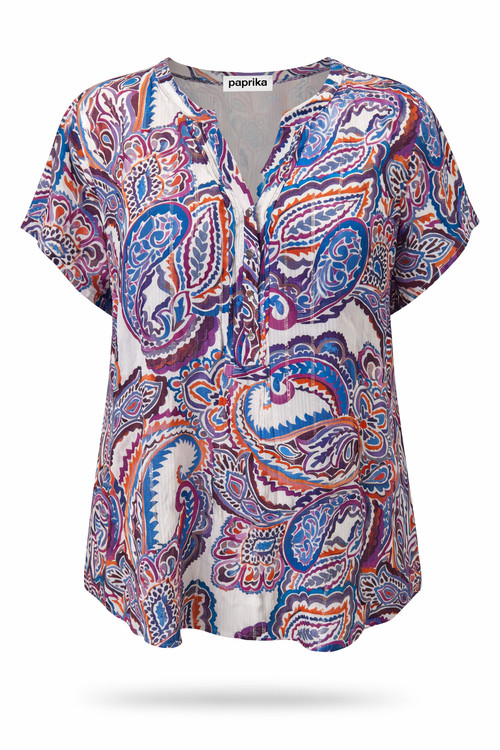 Blouse en viscose imprimé cachemire-Paprika-8