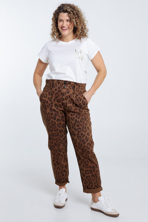 Pantalon en coton imprimé peau de bête-Paprika-9