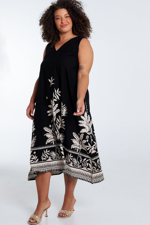Robe en viscose imprimé feuillage-Paprika-9