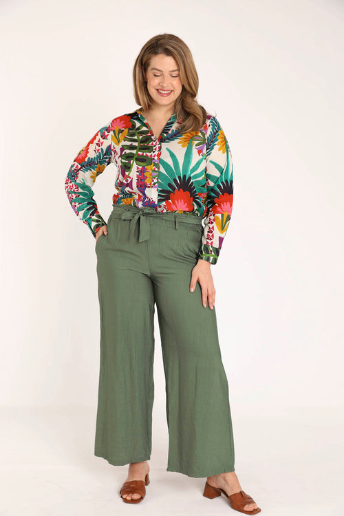 Chemisier en coton imprimé tropical-Paprika-8