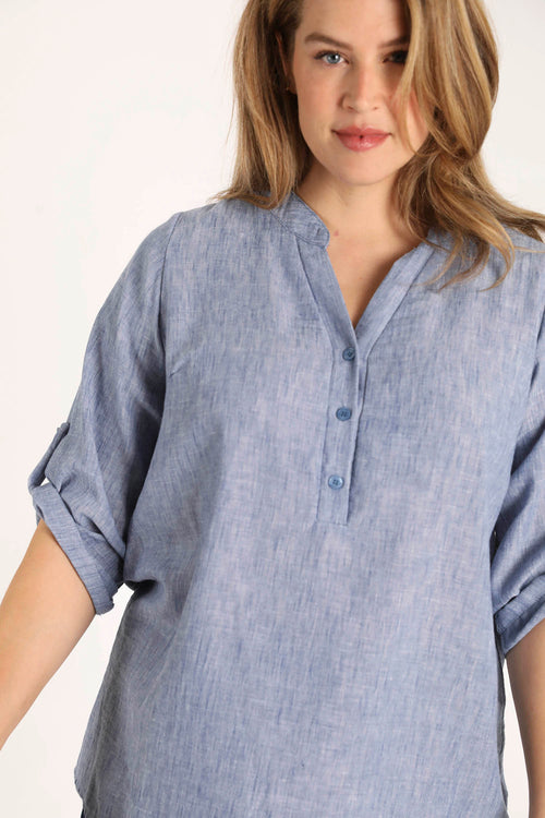 Blouse unie chinée-Paprika-4