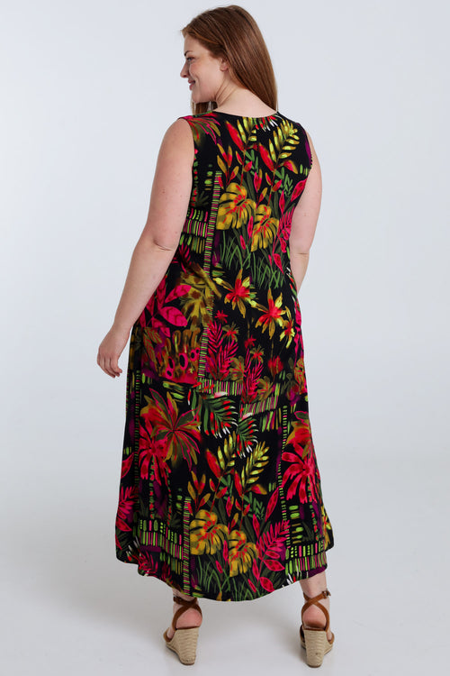 Robe longue en viscose imprimé floral-Paprika-2