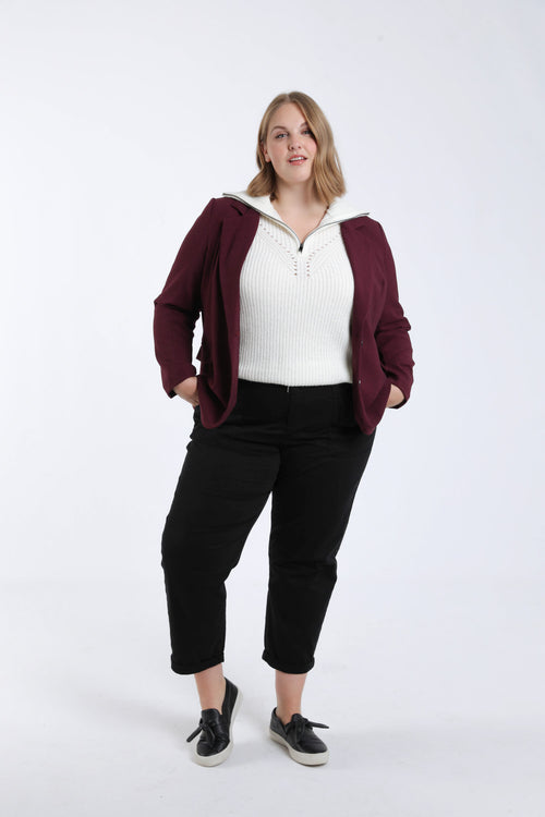 Pull uni col zippé-Paprika-9