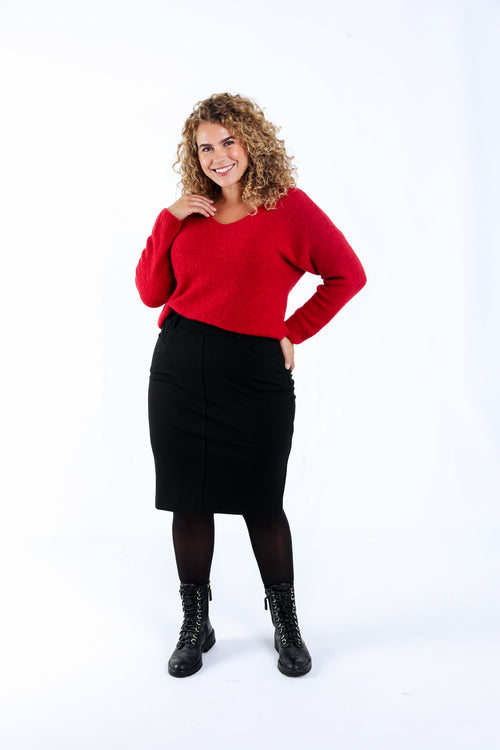 Jupe crayon en viscose unie-Paprika-1