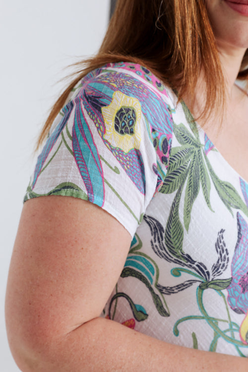 Robe en gaze de coton imprimé floral-Paprika-6