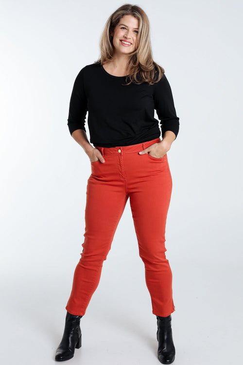 Pantalon Louise 7/8 en coton-Paprika-9