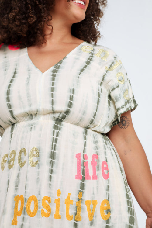 Robe longue en viscose imprimé tie&dye-Paprika-5