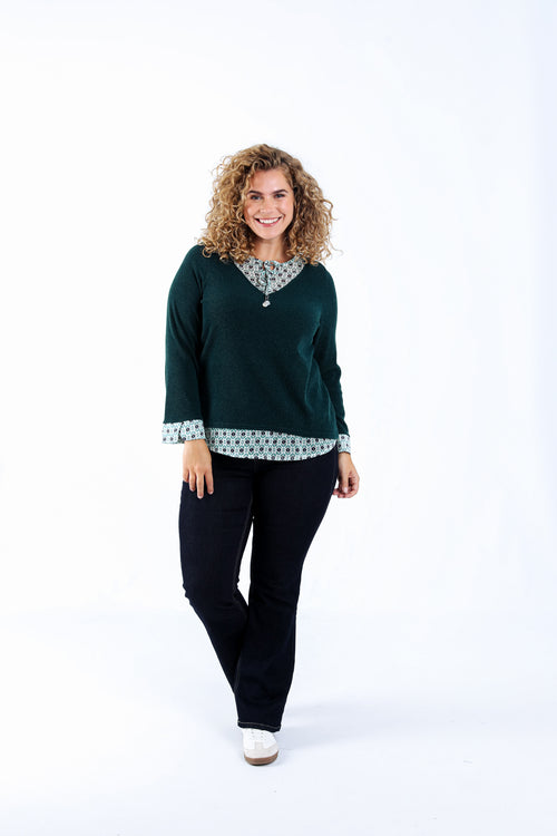 Pull 2 en 1 imprimé géométrique-Paprika-5