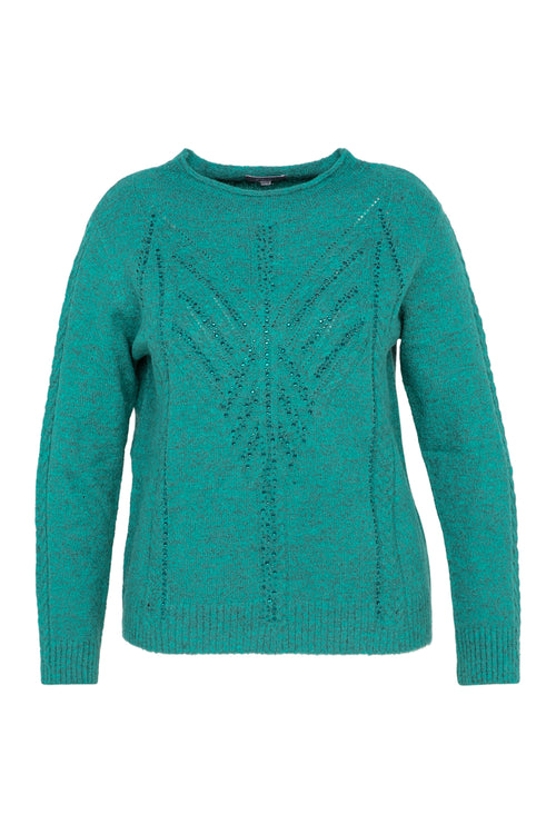 Pull uni torsade et strass-Paprika-10