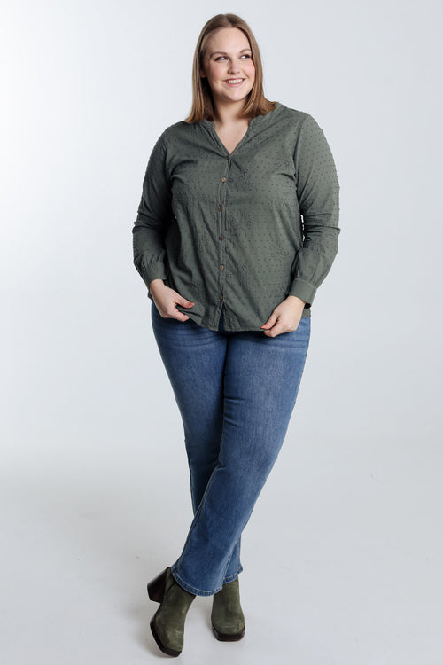 Blouse en coton unie broderies et plumetis-Paprika-8