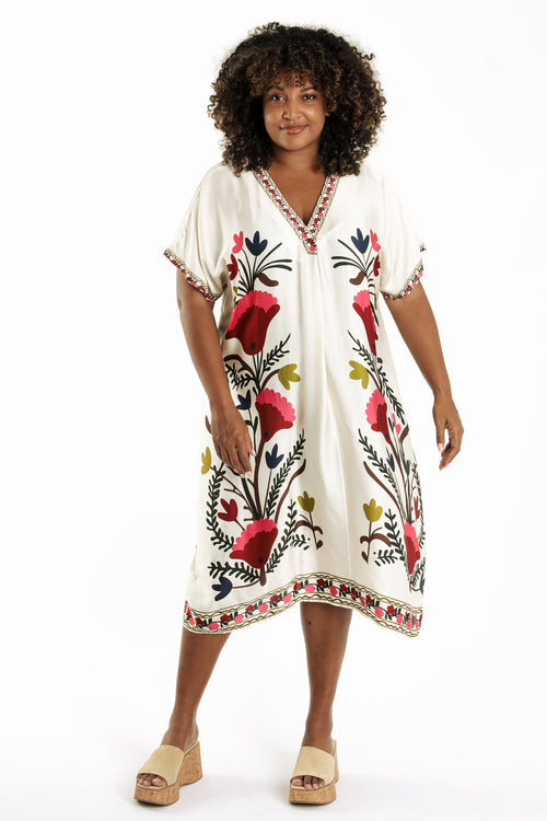 Robe en viscose imprimé folk-Paprika-8