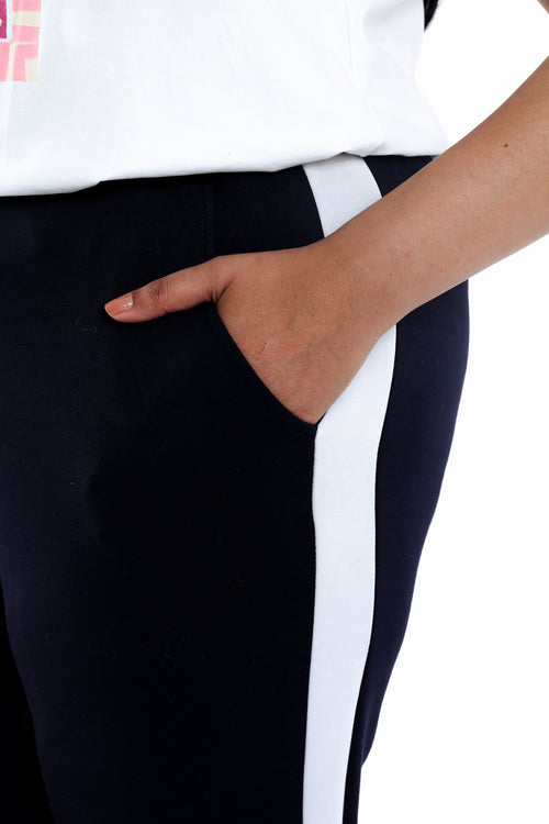 Pantalon jogging uni avec bande sport coté-Paprika-4