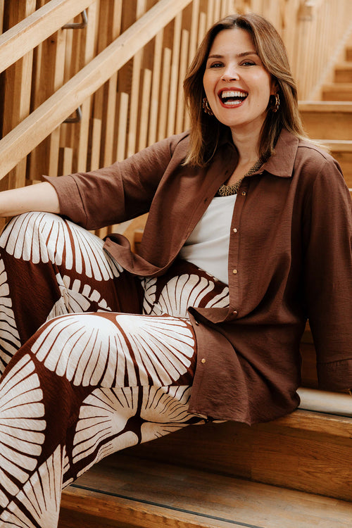 Chemisier en viscose uni-Paprika-2