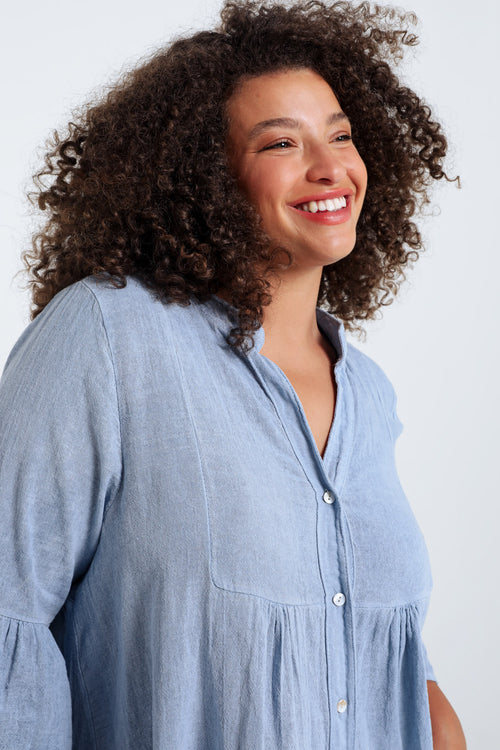 Robe tunique en gaze de coton unie-Paprika-5